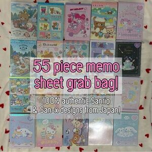 Sanrio & San-x Memo Sheet Grab Bag - 55 sheets - for stationary and crafts